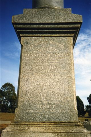 Photo of headstones/Kenneth McLennan d1883 hdstn Warncoort Vic